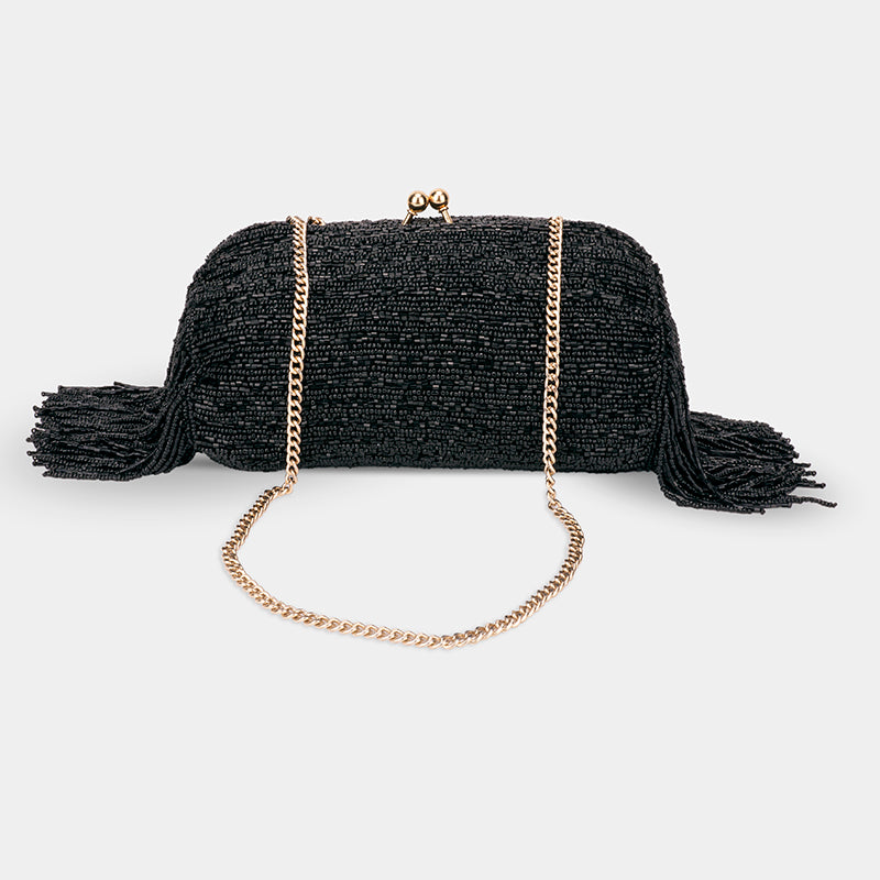 Midnight Glam Fringe Clutch