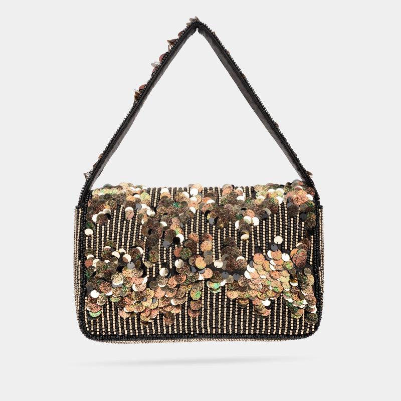 Gilded Grove Sequin Flap Bag